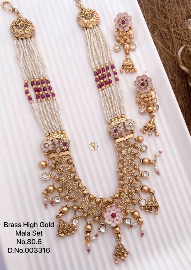 4 Brass High Gold Mala Set Bridal Jewellery Wholesale Price In Surat
